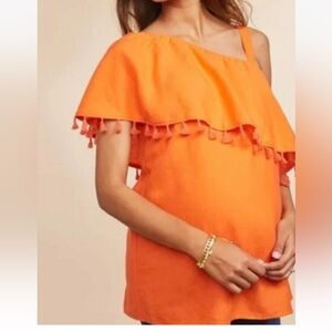 NWT Motherhood Maternity Orange Boho Top Small